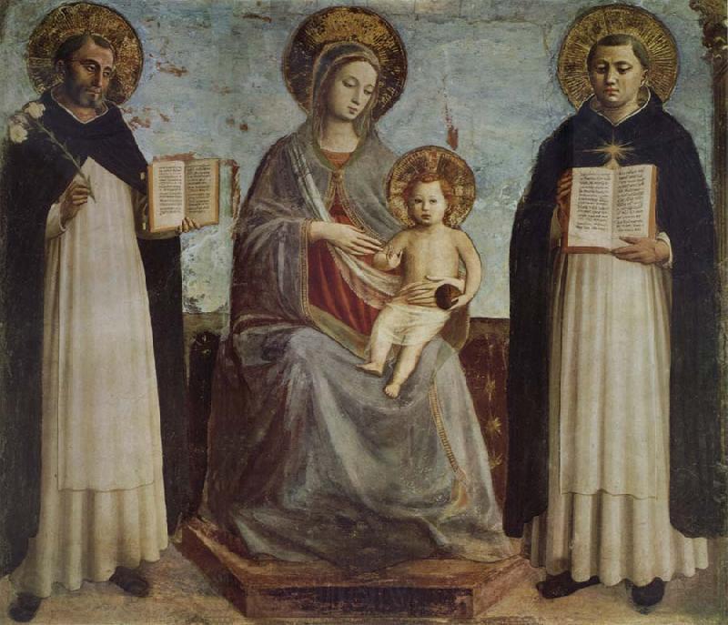Fra Beato Madonna and Child with St Dominic and St Thomas of Aquinas Norge oil painting art